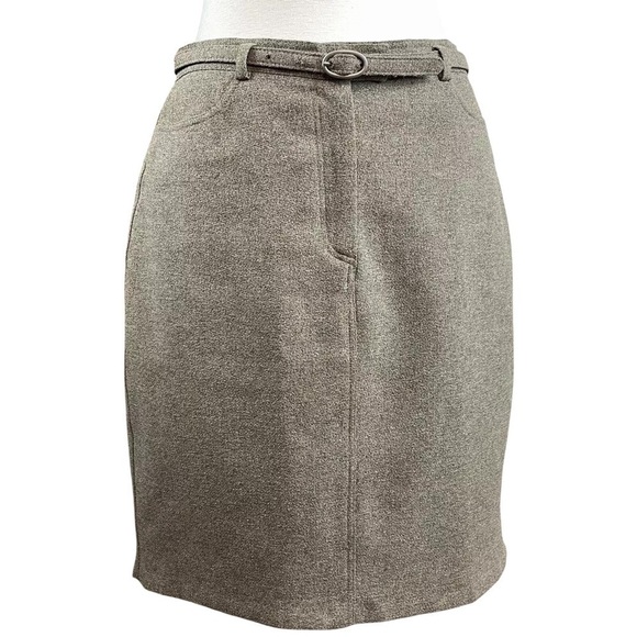 Cynthia Cynthia Steffe Belted Tweed Pencil Skirt Career Taupe Tan Brown Size 6 - Picture 1 of 7